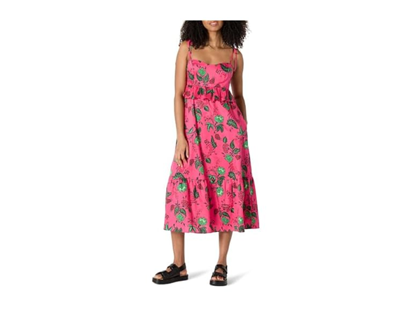Hot Pink Red Leafy Floral