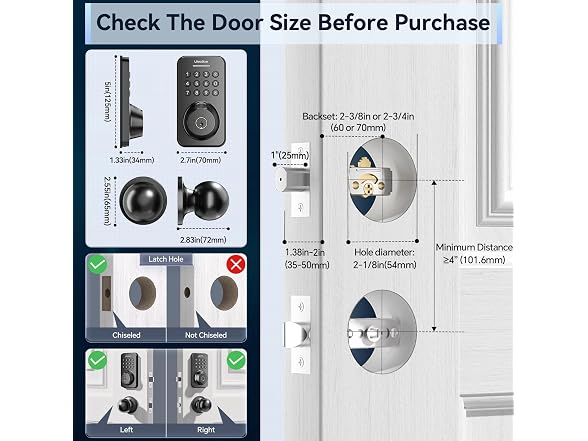 Ulecoce Keyless Entry Door Lock Black