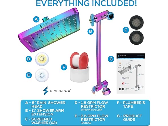 8" Square Rain Shower Head & Arm