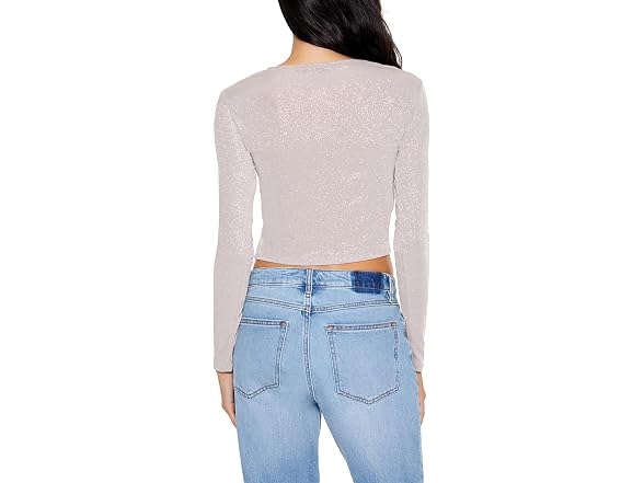 Forever 21 Women (L) Glitter Knit Button-Up Top