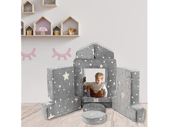 GIMMYFIVE Kids 12pc Modular Couch Grey
