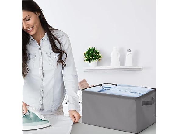 STORAGEIDEAS Storage Basket Bins with Metal Frame Grey