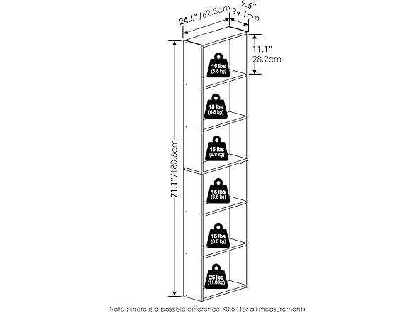 Furinno Jaya 6-Tier Bookcas