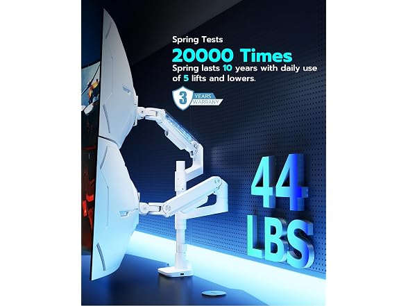 ARES WING 17" to 49" White Stacked Dual Monitor Arm 
