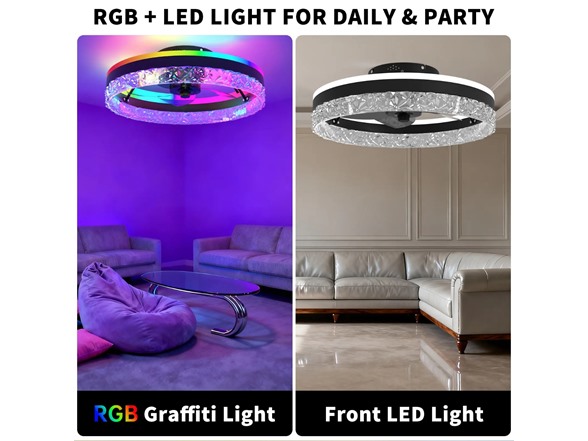 Smart RGB LED Ceiling Fan 20 w/ Remote