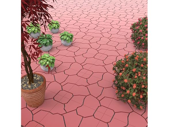 Pure Garden Deck Tiles 6-Pack Brick Red