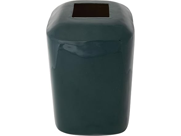 Creative Co-Op Square Enameled Metal Vase, Green Finish