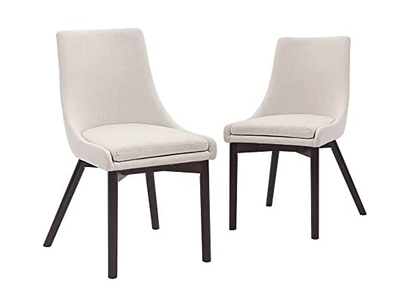 CangLong Upholstered Fabric Chairs and Solid Wood Legs for Kitchen Dining Bedroom Living Room, Set of 2, Beige 1