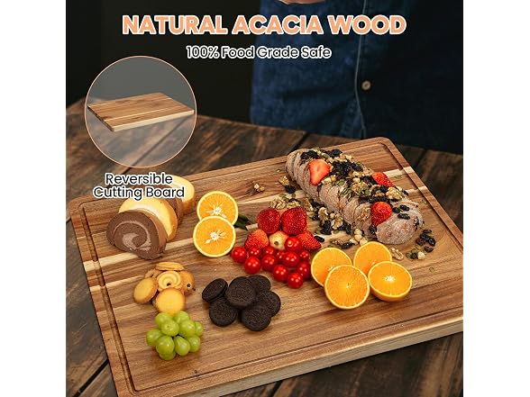 OUTLANE 24 x 18 in Extra Large Acacia Wood Cutting Board