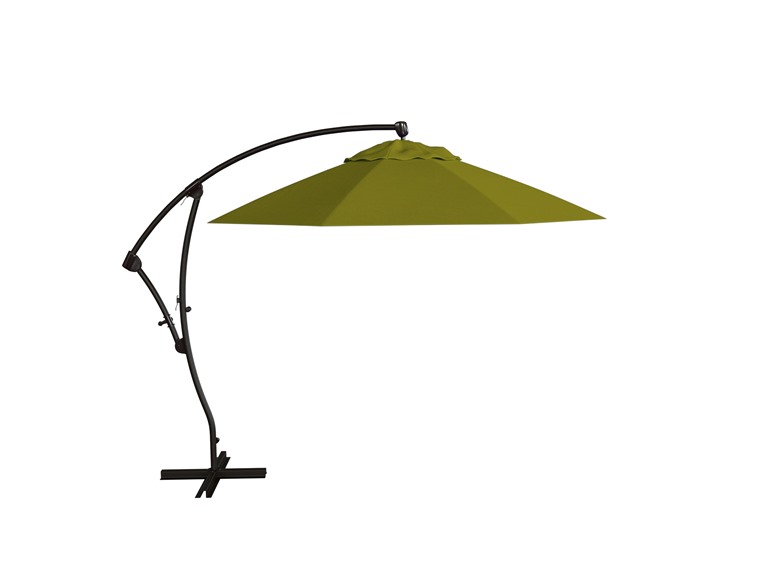 California Umbrella 9' Round Offset Cantilever Umbrella, Crank Lift, 360 Degree Rotation with Slide Tilt, Bronze Frame Finish, Kiwi Fabric