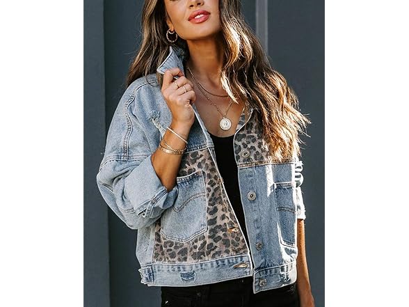 Chouyatou Women (XL) Spliced Ripped Jacket Coat