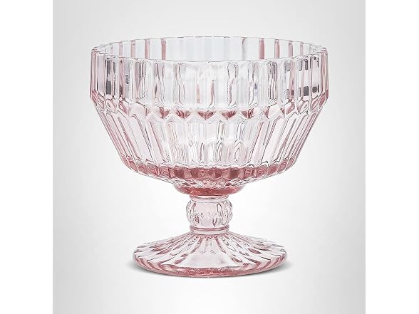 Fortessa Archie Glass Footed Dessert Bowl, 10 Ounce, Pink