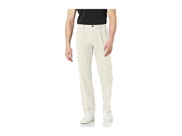 Amazon Essentials Men's Classic-Fit Wrinkle-Resistant Pleated Chino Pant (Available in Big & Tall), Stone, 29W x 32L