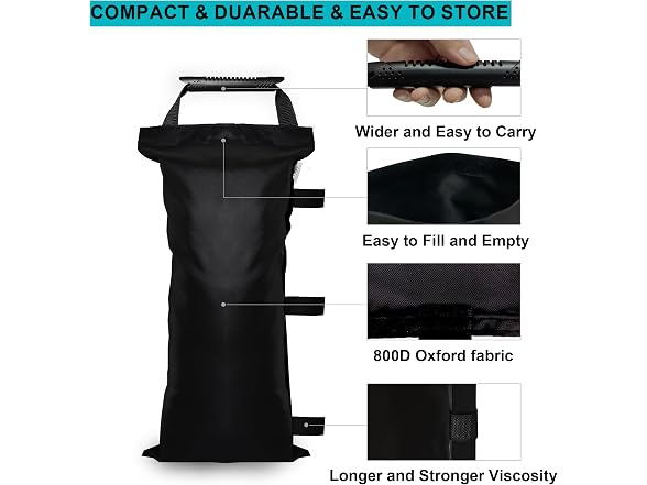 SANWAY 8 Pack (NO Sand) Sand Bags for Canopy Weights (Black)