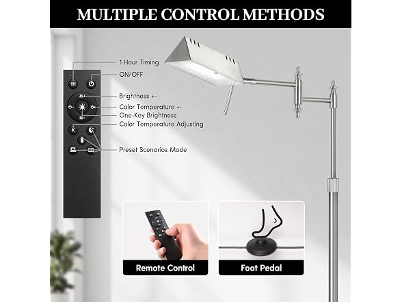 Bairth Brushed Nickel Reading Floor Lamp