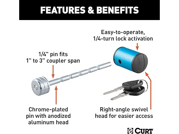Trailer Coupler Lock 1/4" Blue