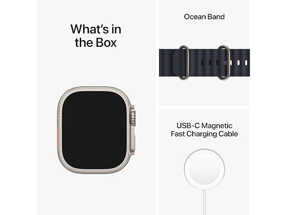 Apple Watch Ultra [GPS + Cellular 49mm] Titanium Case with Midnight Ocean Band, One Size (Renewed) (Open Box)