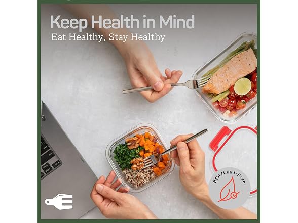  Glass Food Storage Containers with Lids 16 Pieces Red