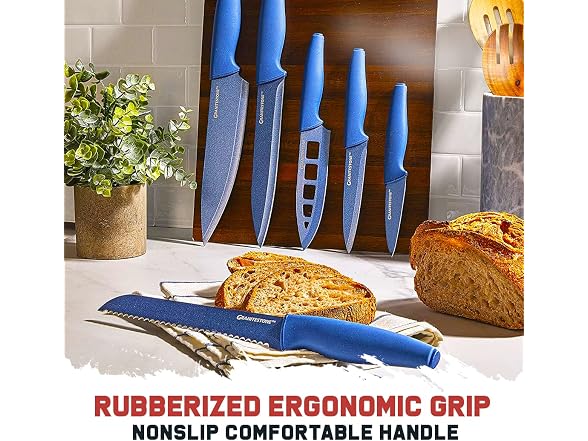 Nutriblade Knife Set with Block by Granitestone 6-Piece (Blue)