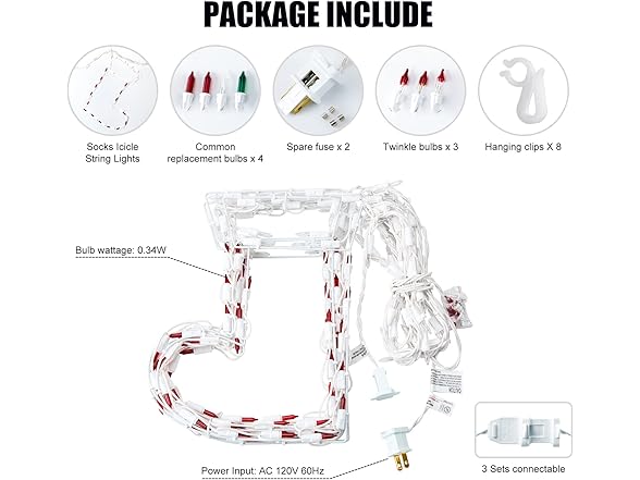 Brightown Minetom Christmas Stocking String Lights