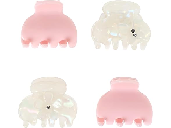 Goody Luxe Mini White Flowers and Pink Claw Clips