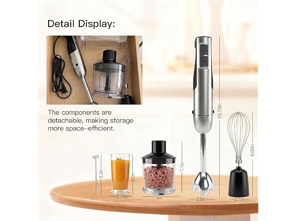 Megawise 1000W 5-in-1 Immersion Hand Blender