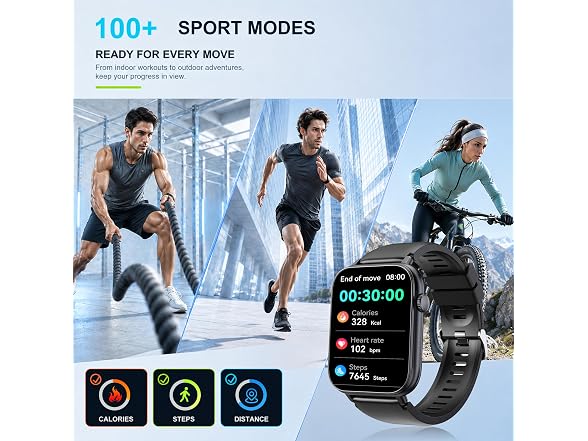 OUKITEL Black 1.83" HD Touch Screen Smart Watch