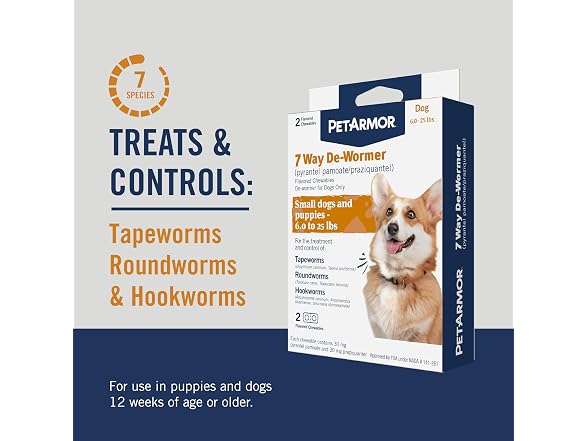 PetArmor 7 Way De-Wormer for Dogs, Oral Trea