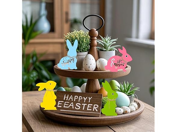 ALISSAR Wooden Easter Bunny Decorations