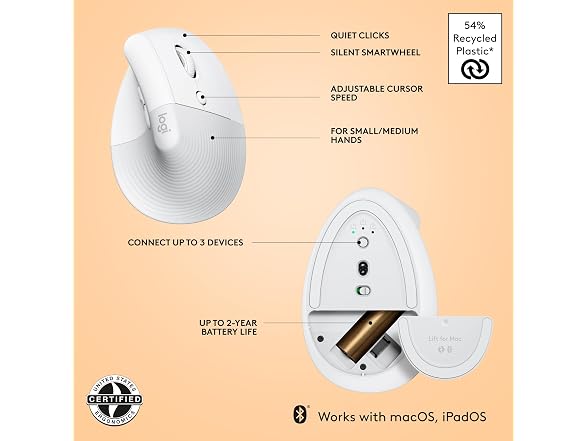 Logitech Lift for Mac Wireless Vertical Mouse
