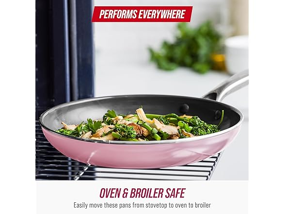 Blue Diamond 12" Nonstick Frying Pan with Lid, Pink