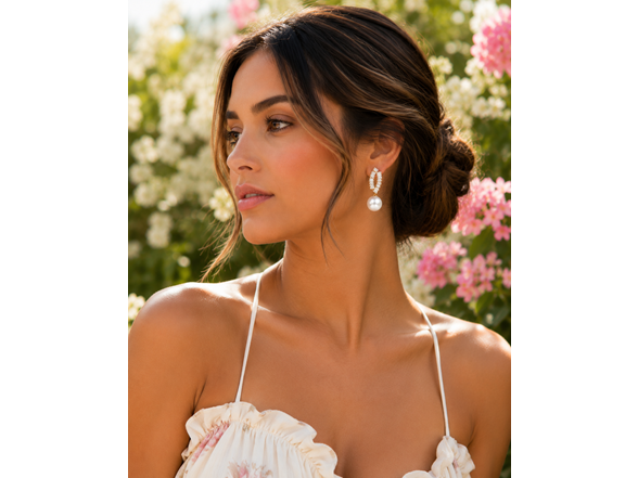 18K Gold Plated CZ & Pearl Drop Earrings