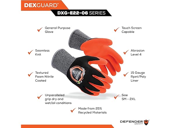 Defender Safety DXG-E22-06S-12 Cut Glove