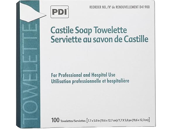 PDI D41900 Castile Soap Towelette 7.7"x5