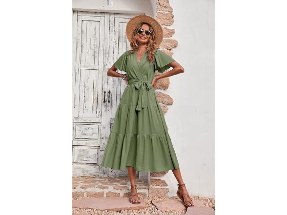 Prettygarden Women (XL) Summer Dresses V Tie Dress