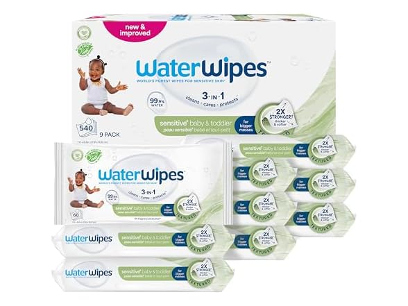 WaterWipes Baby Toddler Wipes 540 Count 9 Packs