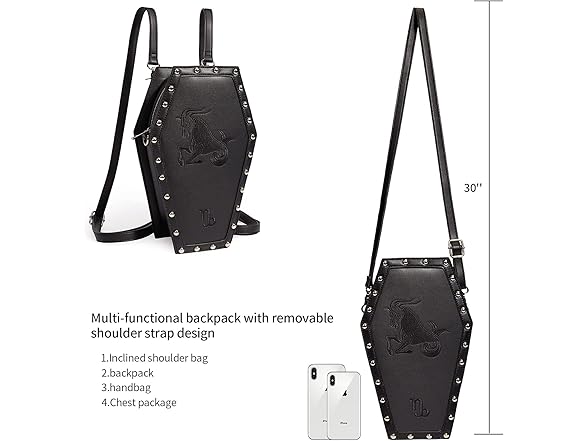 Taurus Embroidered Gothic Coffin Bag