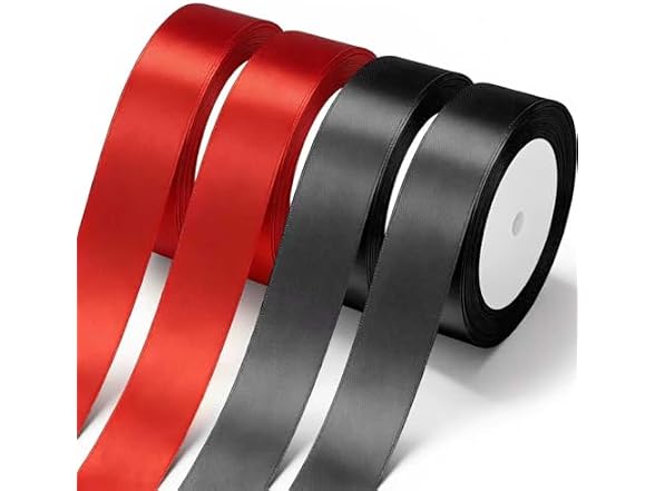 Tiergrade Red and Black Satin Ribbon 1 Inch x 4