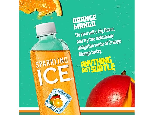 1CT Sparkling Ice, Orange Mango Sparkling Water