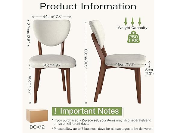 Wooden Dining Chairs Set of 4, Modern Fabric Upholstered Dining Room Chair Kitchen Chairs, Farmhouse Dinner Chair for Kitchen Dining Room (Open Box)
