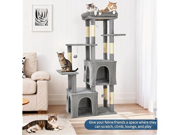 61-Inch Cat Tree for Indoor Cats, Multi-Level
