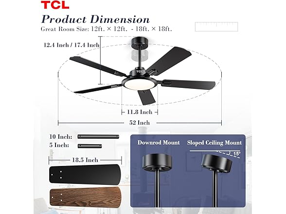 52 Ceiling Fan w/ Light & Remote