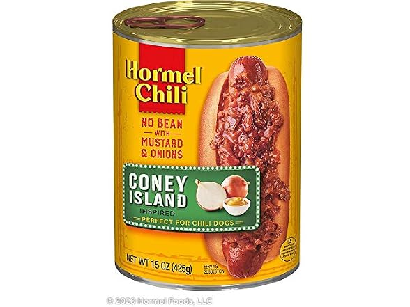Hormel Coney Island Chili, No Bean with Mustard an