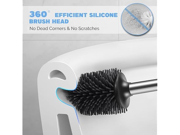 HAMITOR Silver Toilet Bowl Brush 2 Pack