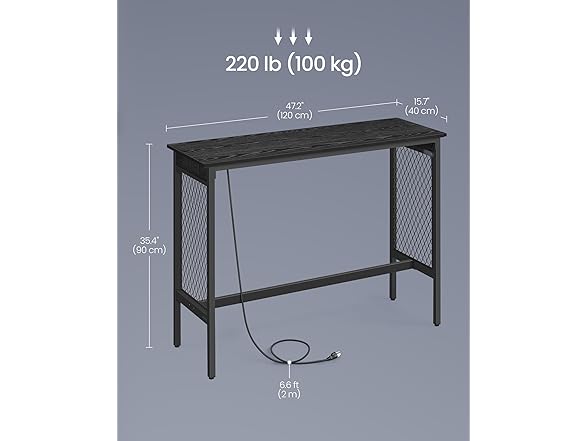 VASAGLE LED Narrow Powered Pub Table