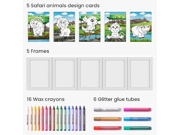 Arteza Kids Safari Puzzle Coloring Kit