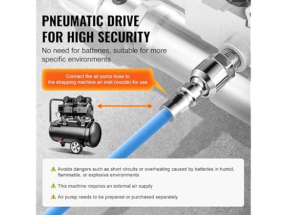 Pneumatic Strapping Tool, for 3/4"-1" Width PET