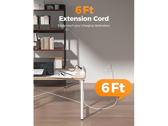 TESSAN 2100J 6ft Cord Desk Clamp Power Strip (5 Outlets, 4 USB)