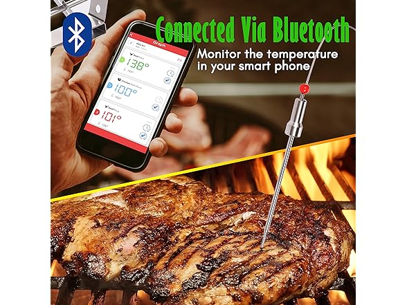 NutriChef Smart BBQ Thermometer w/ Case