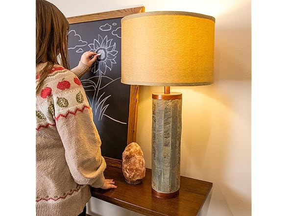 31-Inch Slate Cylinder Table Lamp